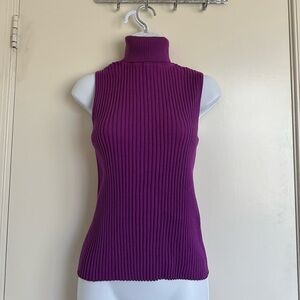 Purple Sleeveless Turtleneck Top 100% Cotton